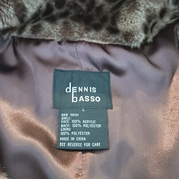 Vintage Large Dennis Basso Dark Brown Faux Fur Cheetah Coat Midi Mob Wife Aspen - Picture 6 of 8